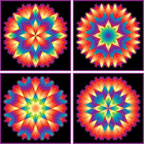 4 setting variations of Supernova by Judy Martin